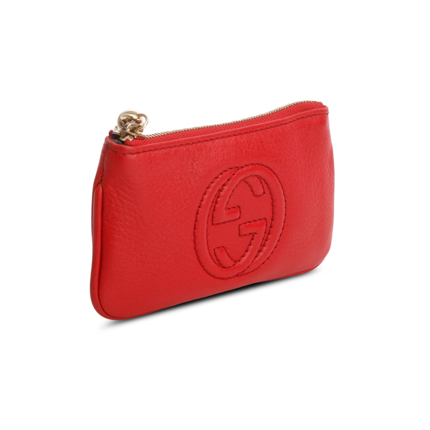 Gucci Red Pebbled Calfskin Soho Coin Pouch
