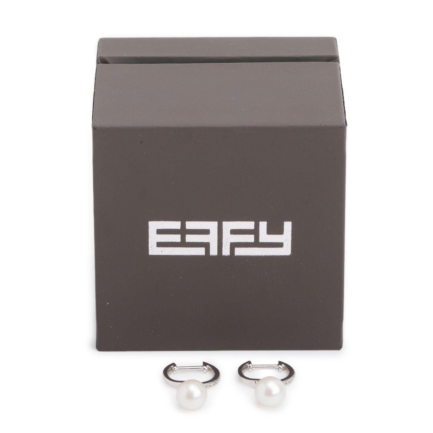 Effy 14k White Gold Diamond Pearl Drop Earrings w/ Box