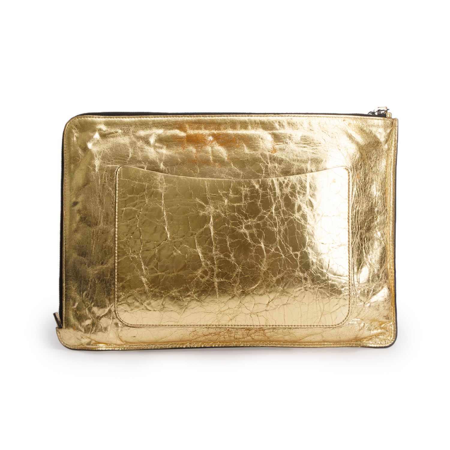 Chanel Gold Crinkled Calfskin 'Feministe mais Feminine' Clutch w/ Box