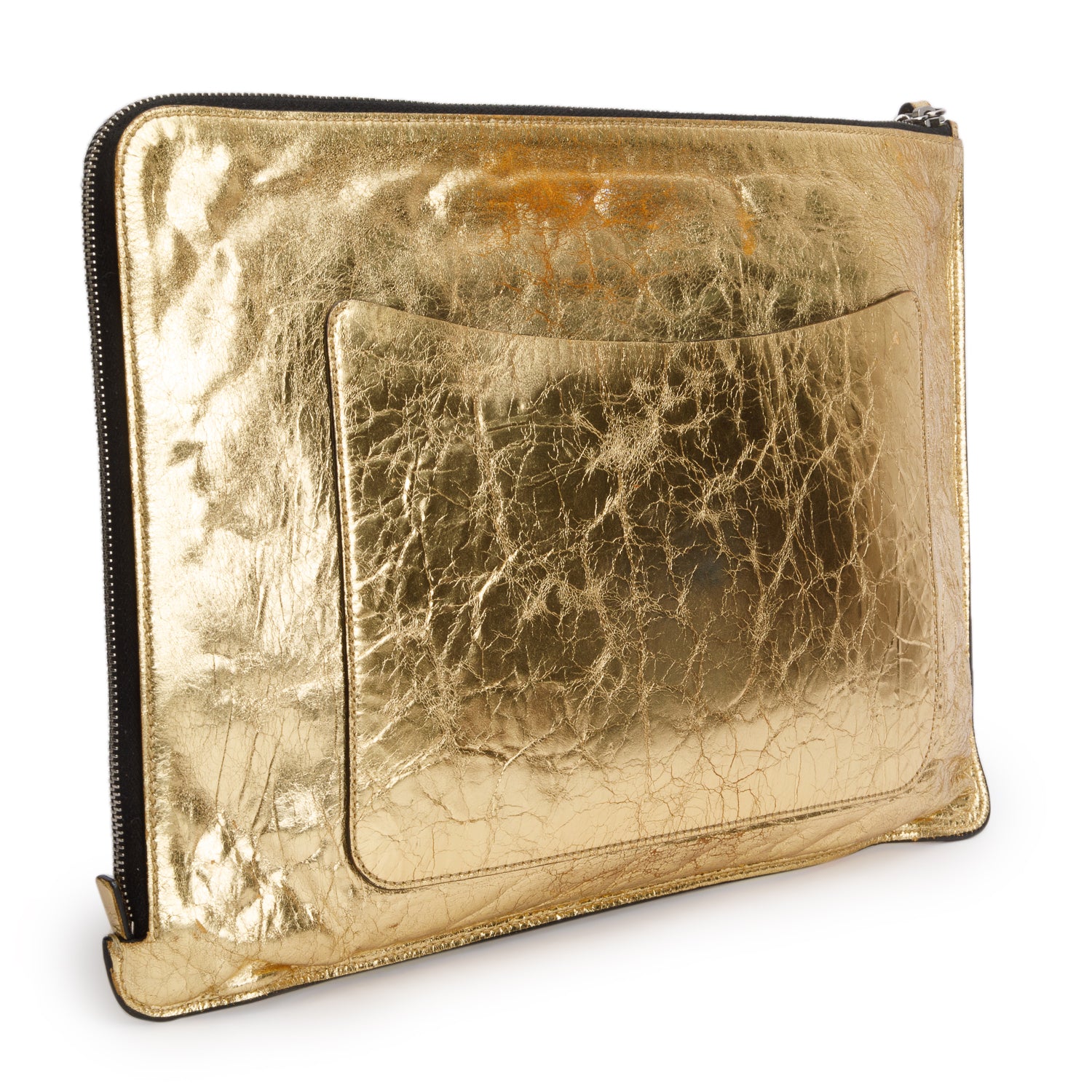 Chanel Gold Crinkled Calfskin 'Feministe mais Feminine' Clutch w/ Box