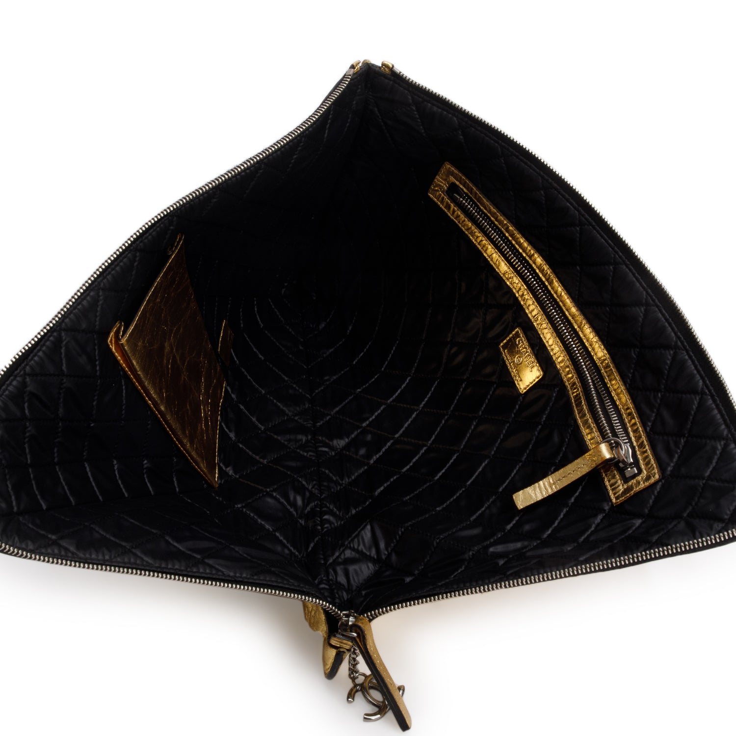 Chanel Gold Crinkled Calfskin 'Feministe mais Feminine' Clutch w/ Box