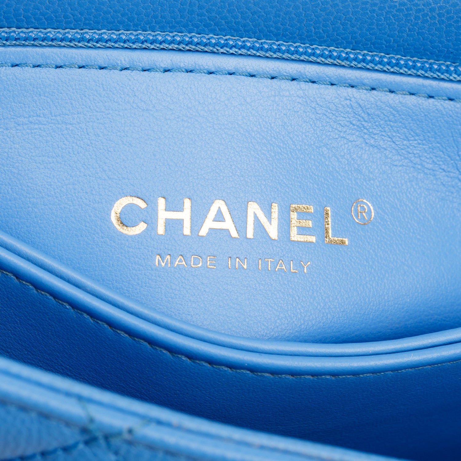 Chanel Blue Caviar Quilted Mini Coco Top Handle Flap Bag