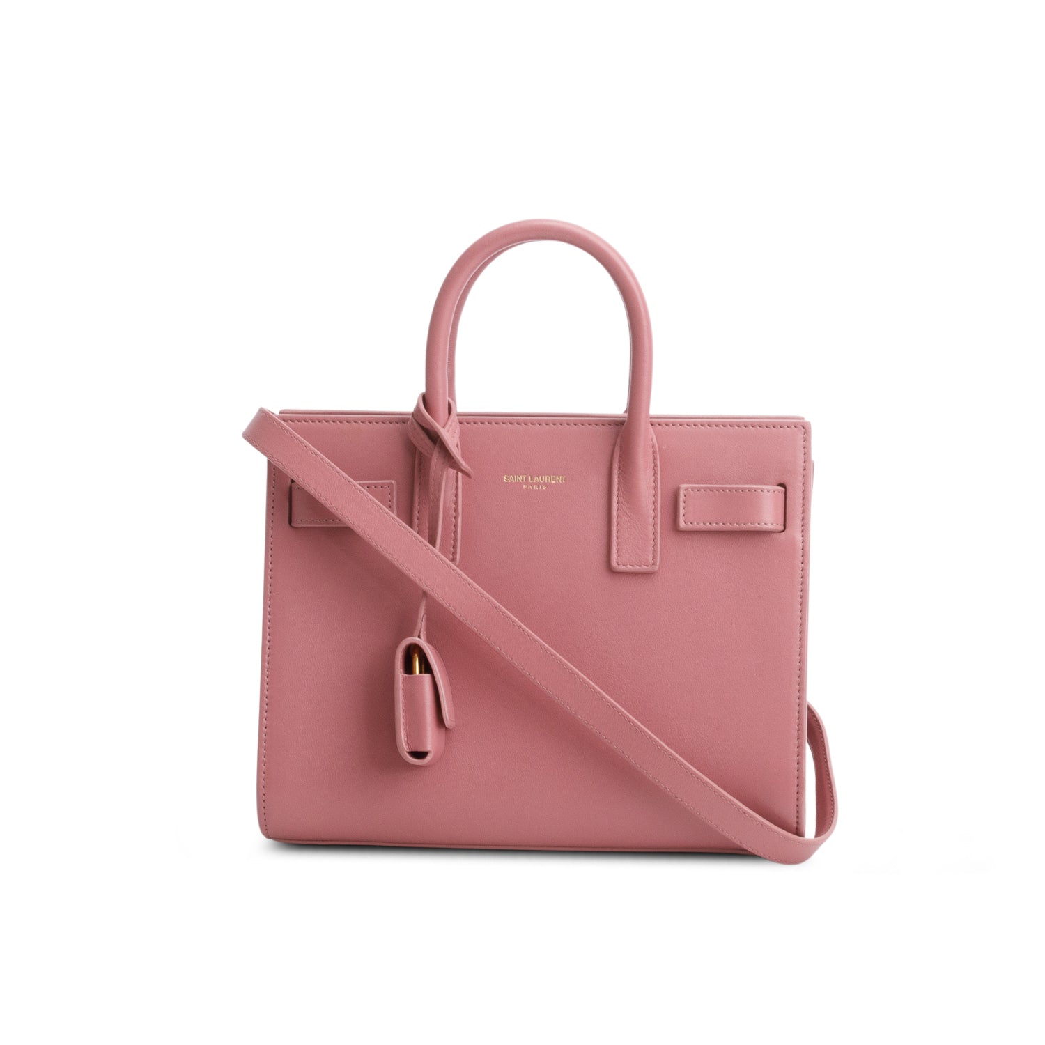 Saint Laurent Pink Calfskin Leather Nano Sac De Jour w/ Strap
