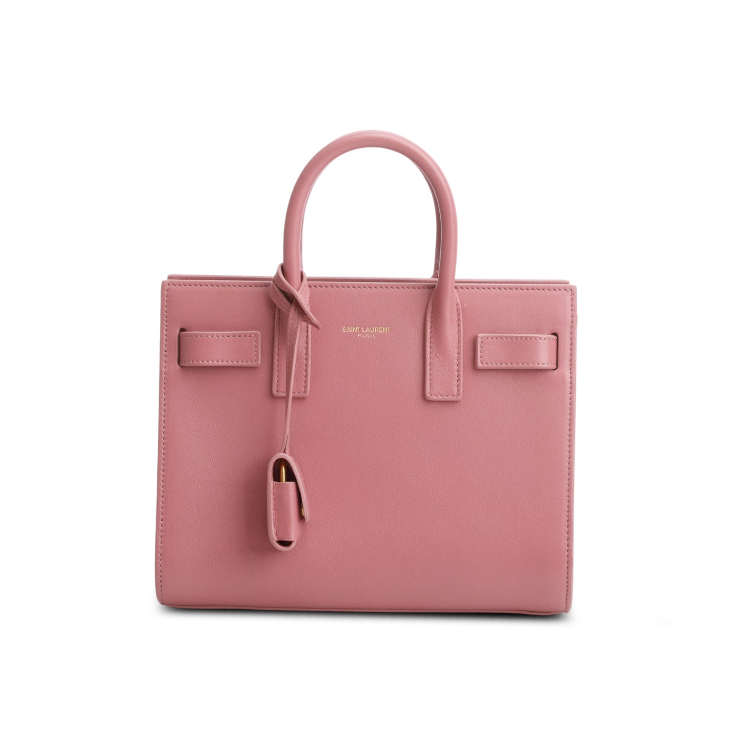Saint Laurent Pink Calfskin Leather Nano Sac De Jour w/ Strap