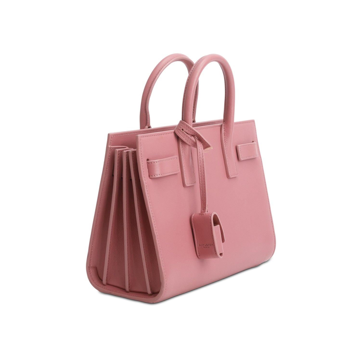 Saint Laurent Pink Calfskin Leather Nano Sac De Jour w/ Strap