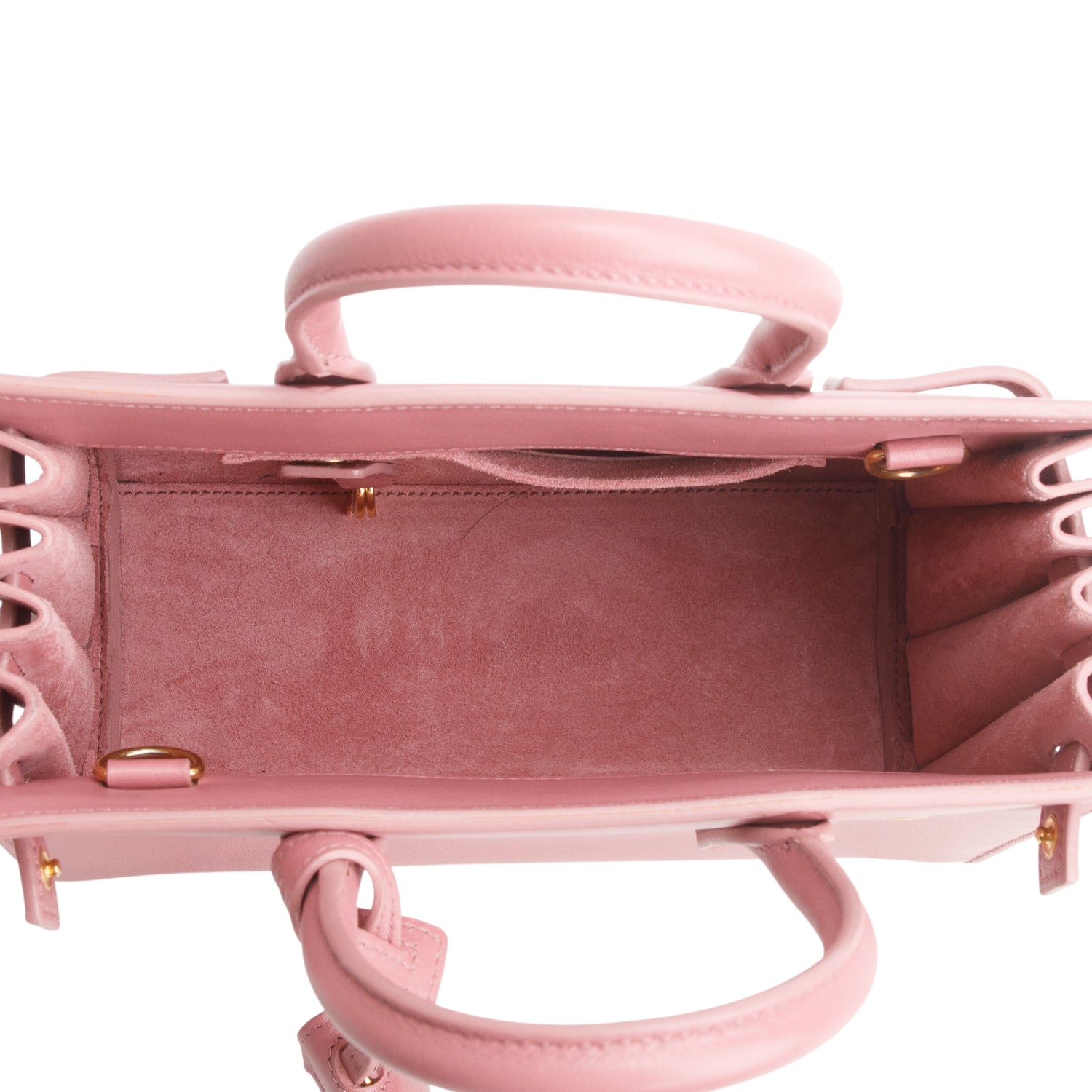 Saint Laurent Pink Calfskin Leather Nano Sac De Jour w/ Strap