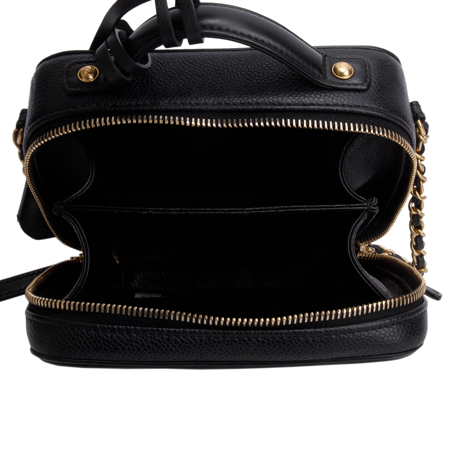 Chanel Black Caviar Quilted Small CC Filigree Vanity Case w/ Box & Receipt