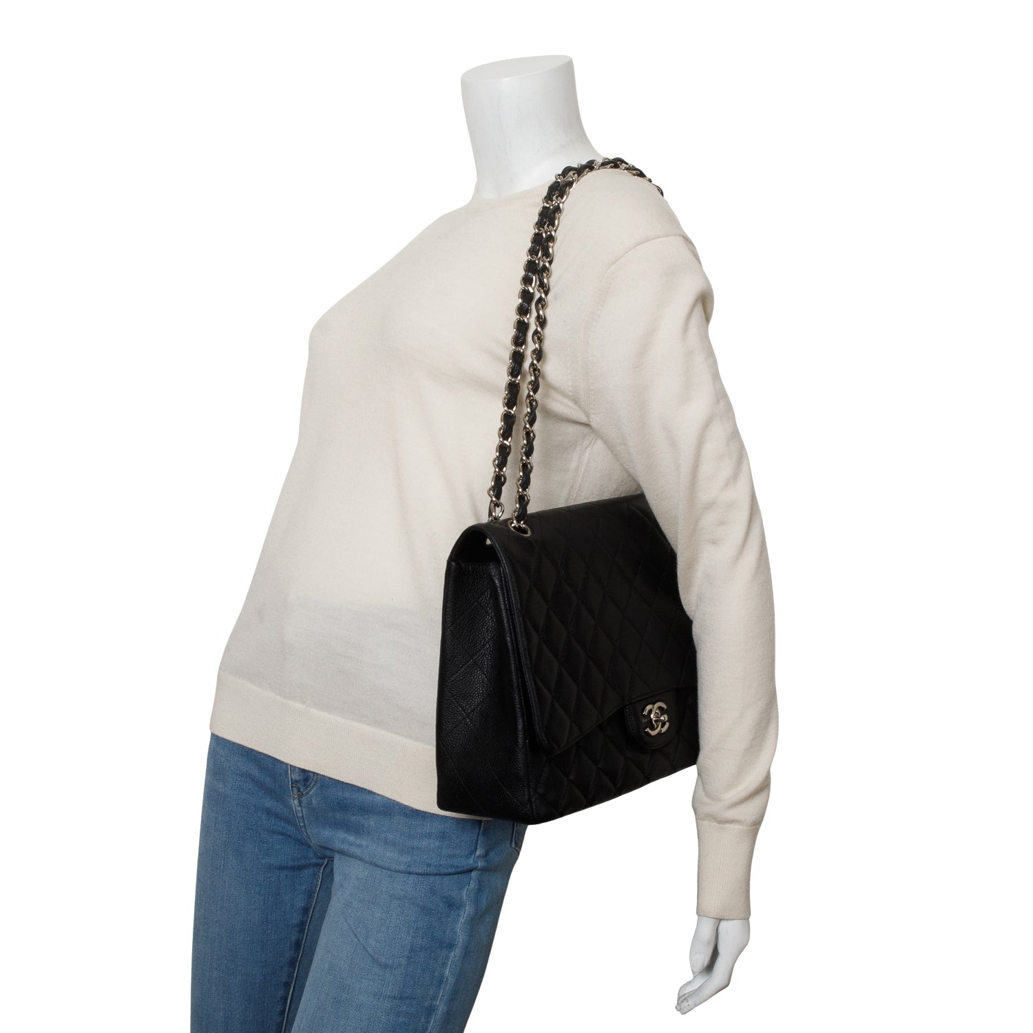 Chanel Black Caviar Quilted Maxi Single Flap