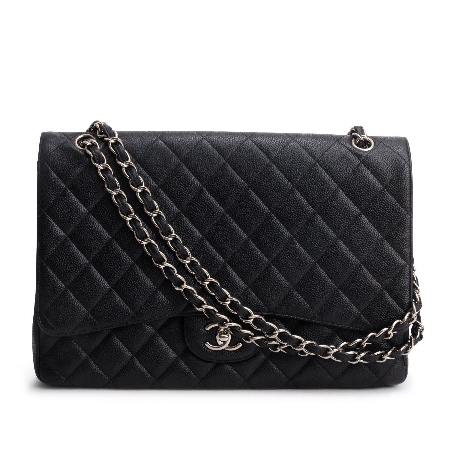 Chanel Black Caviar Quilted Maxi Single Flap