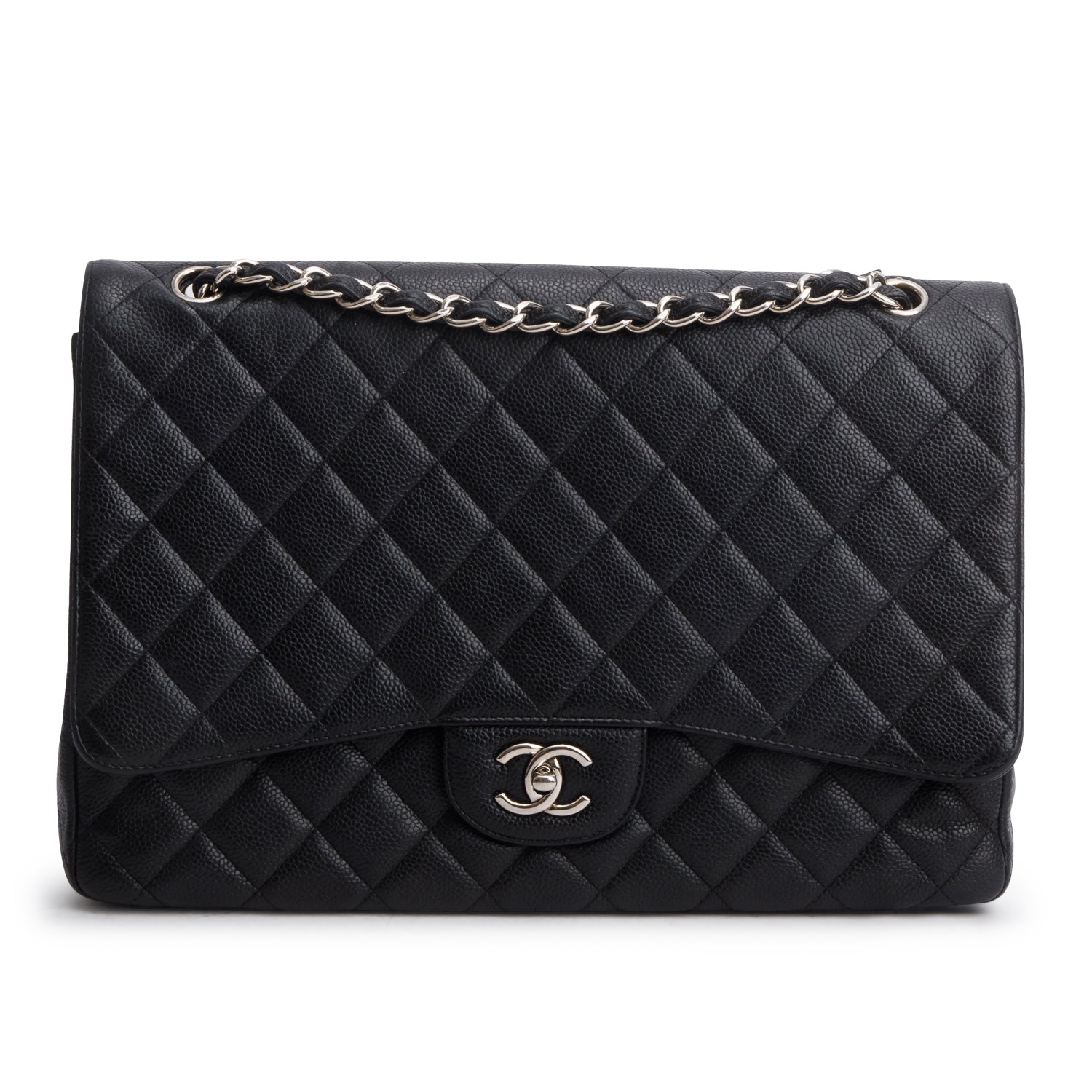Chanel Black Caviar Quilted Maxi Single Flap