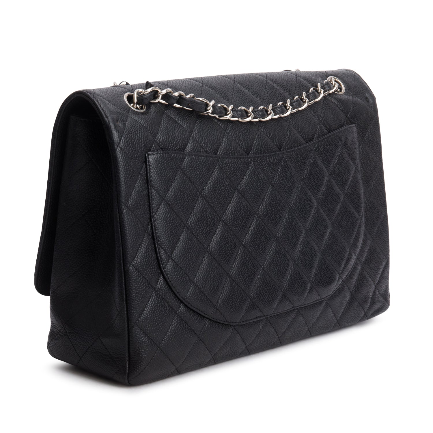 Chanel Black Caviar Quilted Maxi Single Flap
