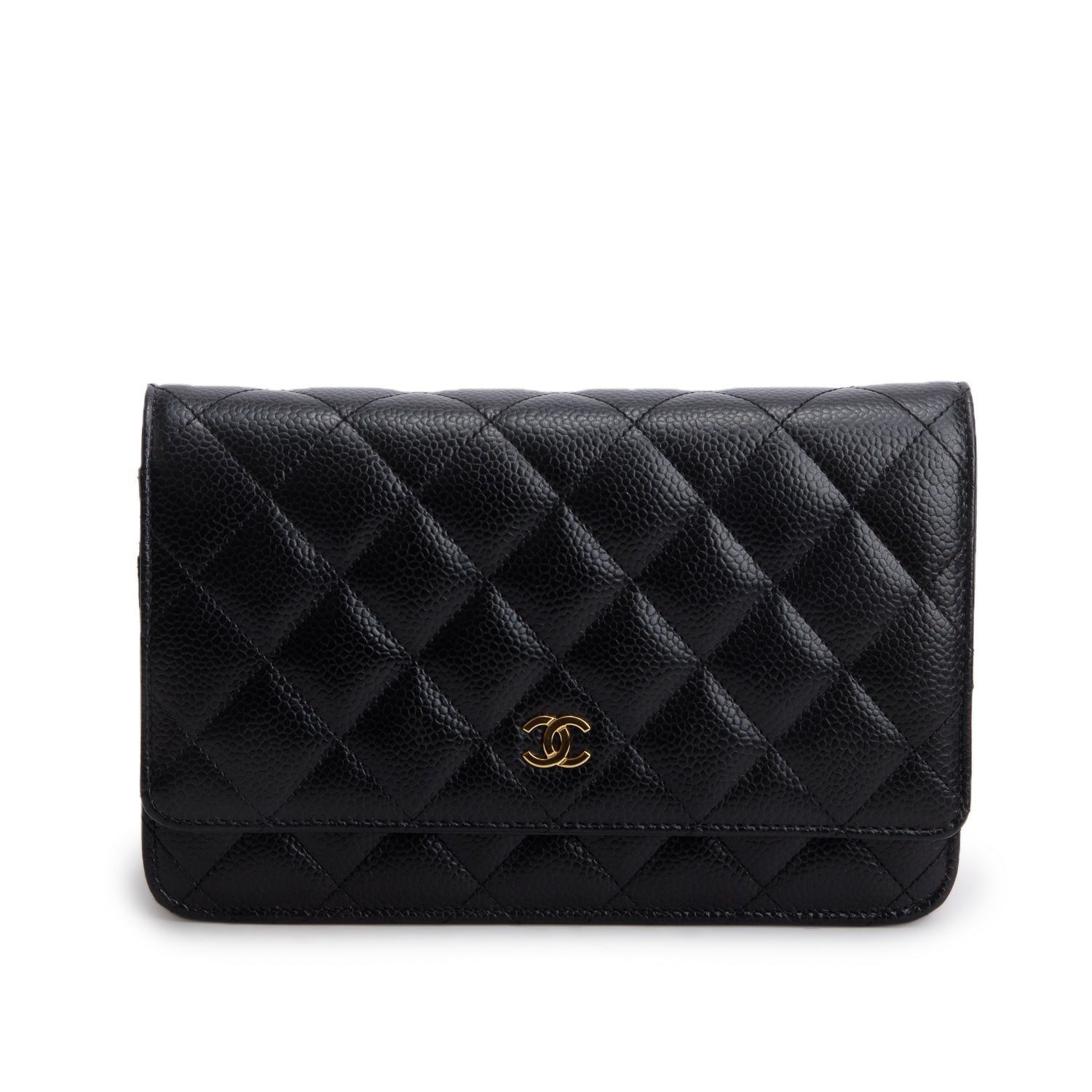 Chanel 2023 Black Caviar Quilted Classic Wallet on Chain w/ Box & Receipt