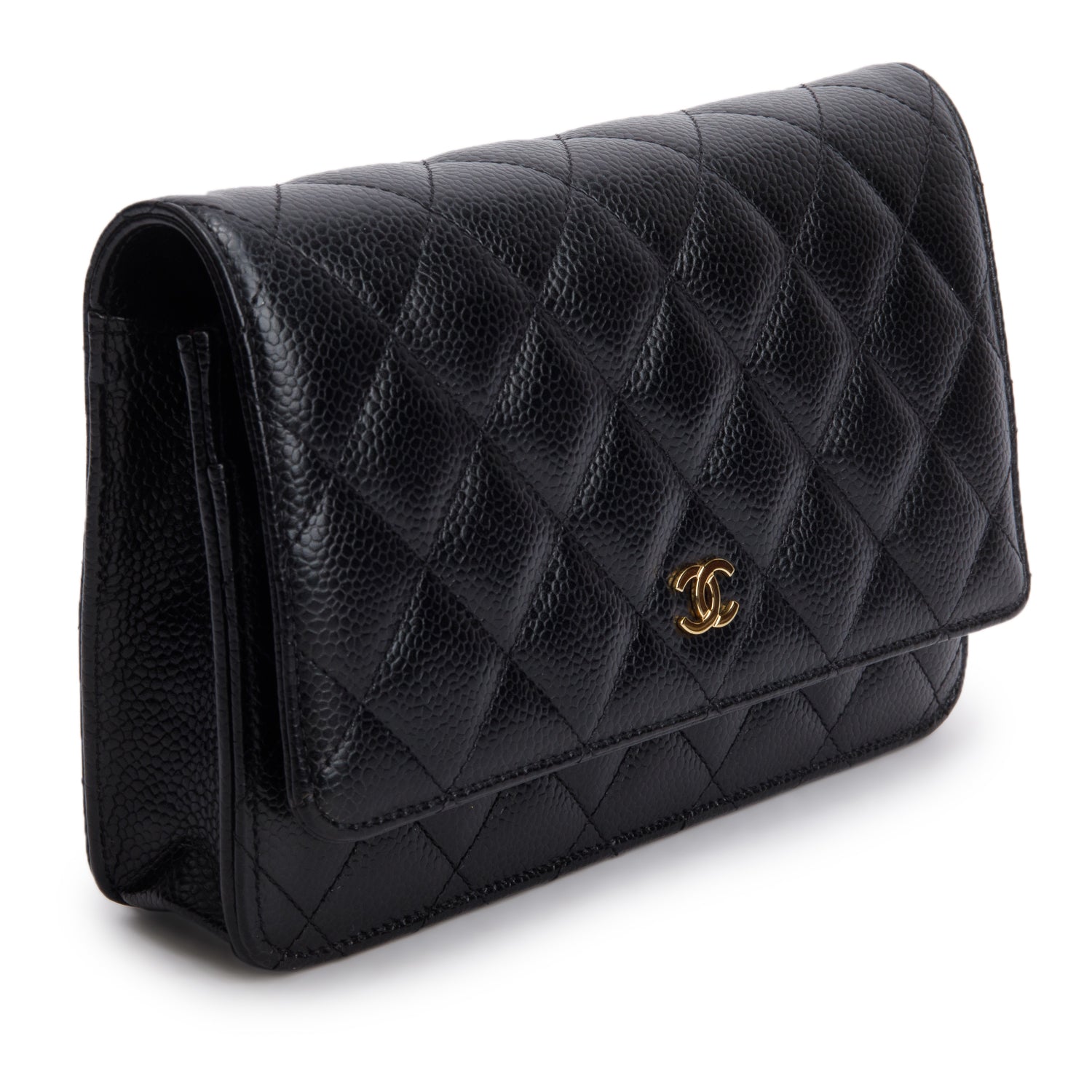 Chanel 2023 Black Caviar Quilted Classic Wallet on Chain w/ Box & Receipt