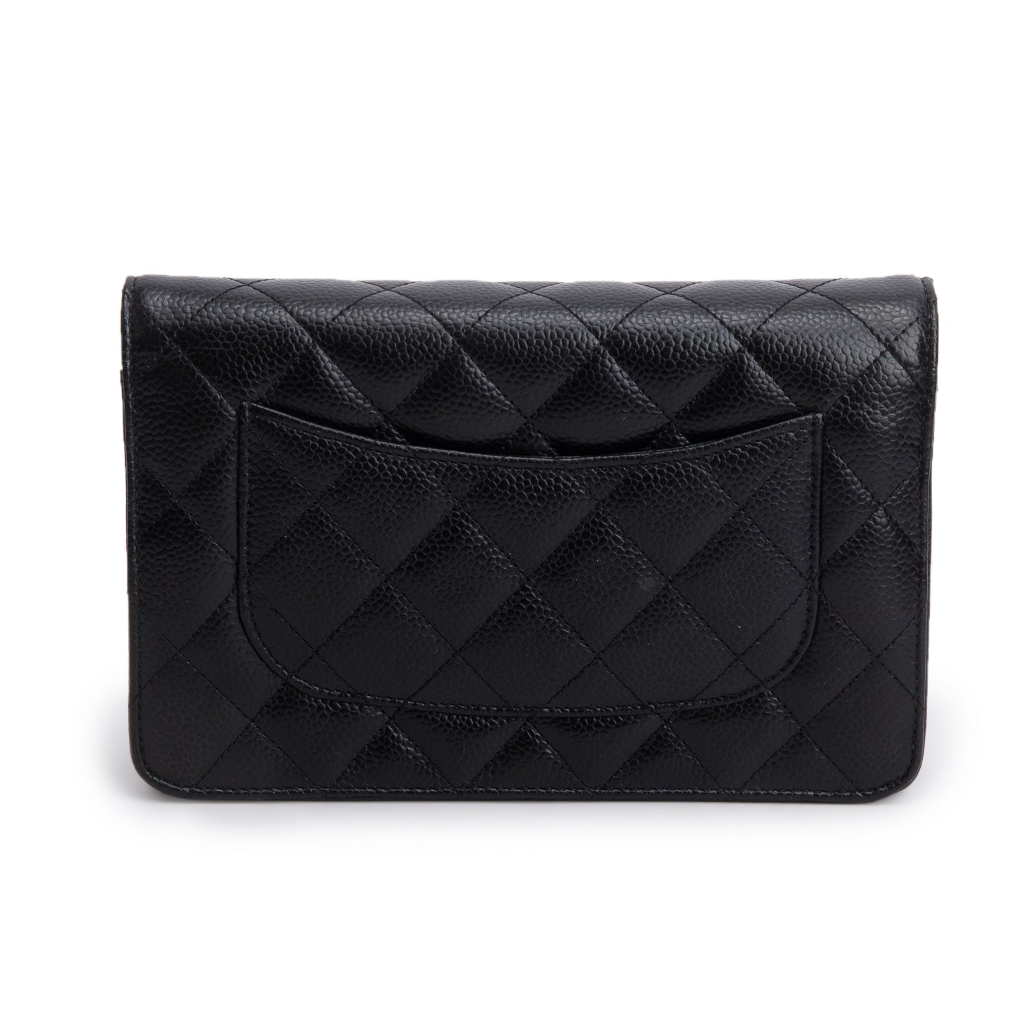 Chanel 2023 Black Caviar Quilted Classic Wallet on Chain w/ Box & Receipt