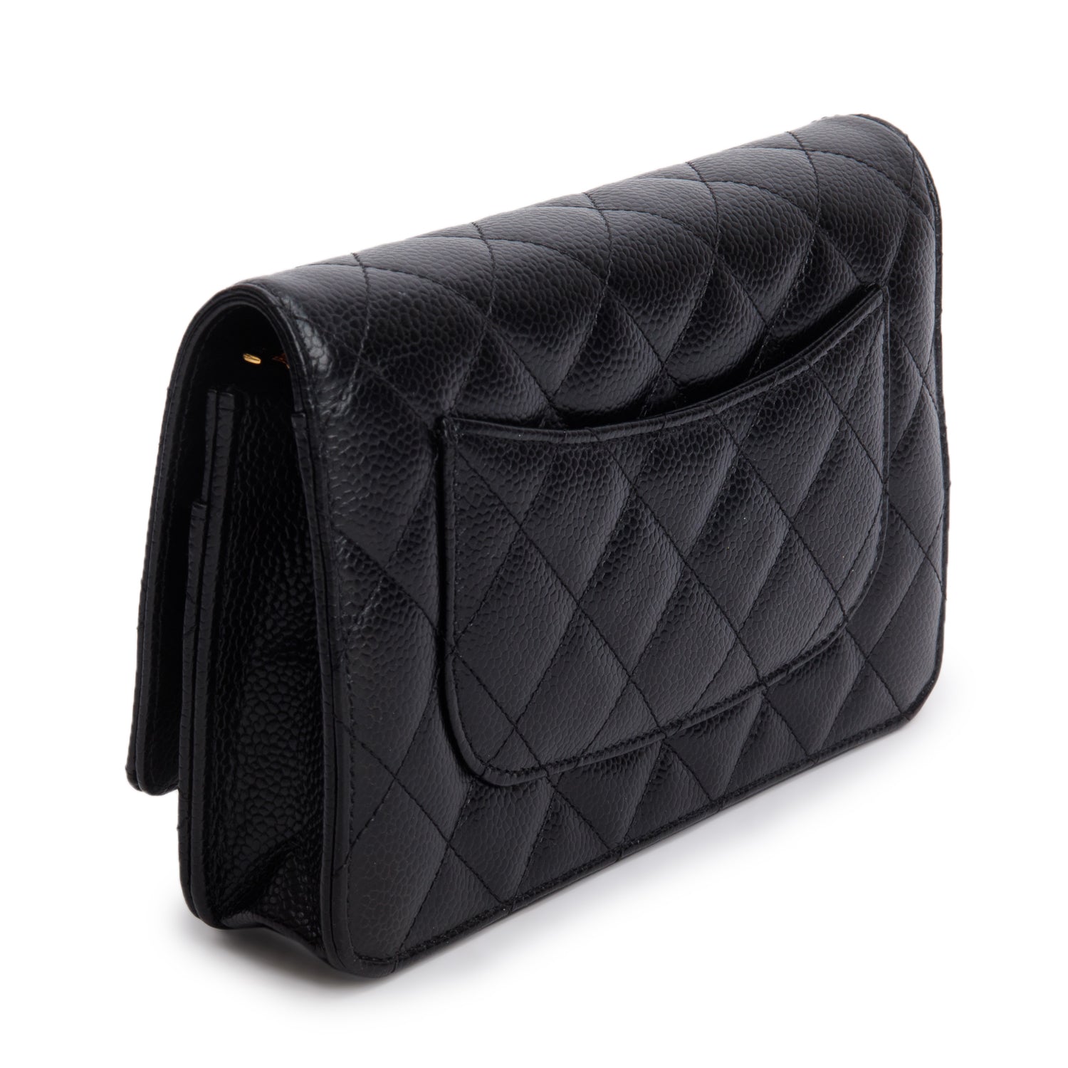Chanel 2023 Black Caviar Quilted Classic Wallet on Chain w/ Box & Receipt