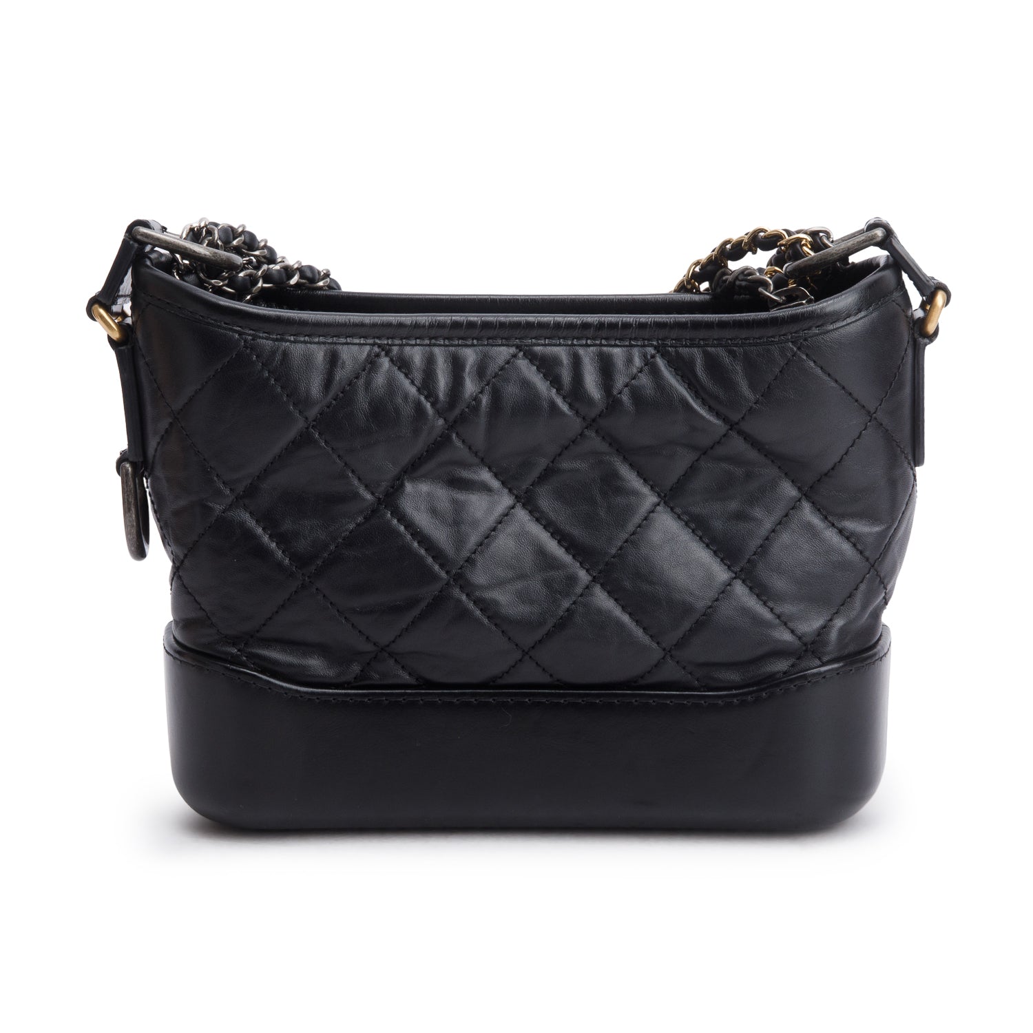 Chanel Black Aged Calfskin Leather Small Gabrielle Hobo w/ Authenticity Card