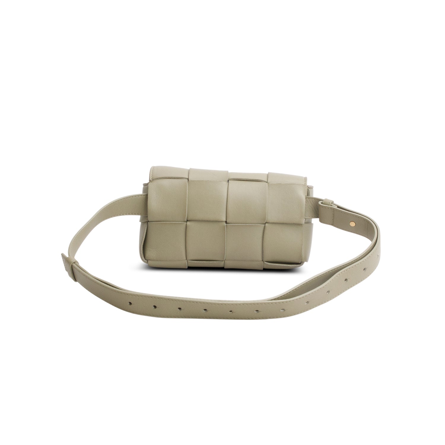 Bottega Veneta Green Paper Calfskin Intrecciato Cassette Belt Bag
