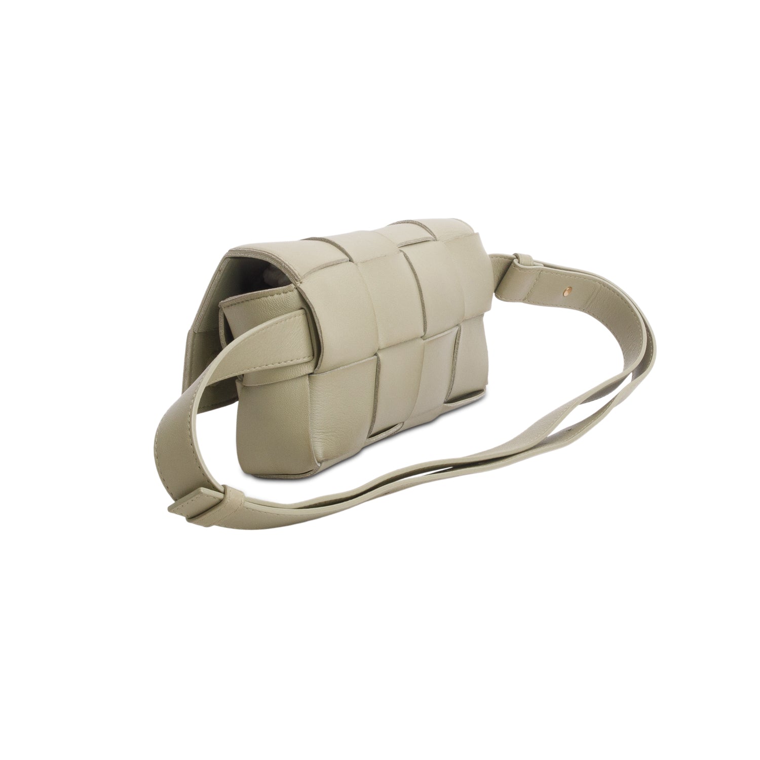 Bottega Veneta Green Paper Calfskin Intrecciato Cassette Belt Bag