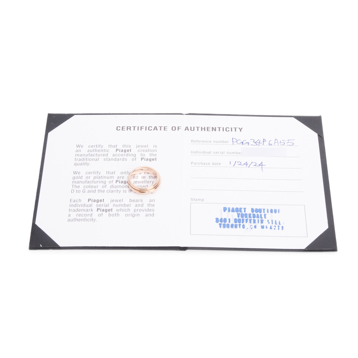Piaget 2024 18k Rose Gold Possession Diamond Wedding Band Ring, Size 55 7.25 w/ Receipt & Certificate