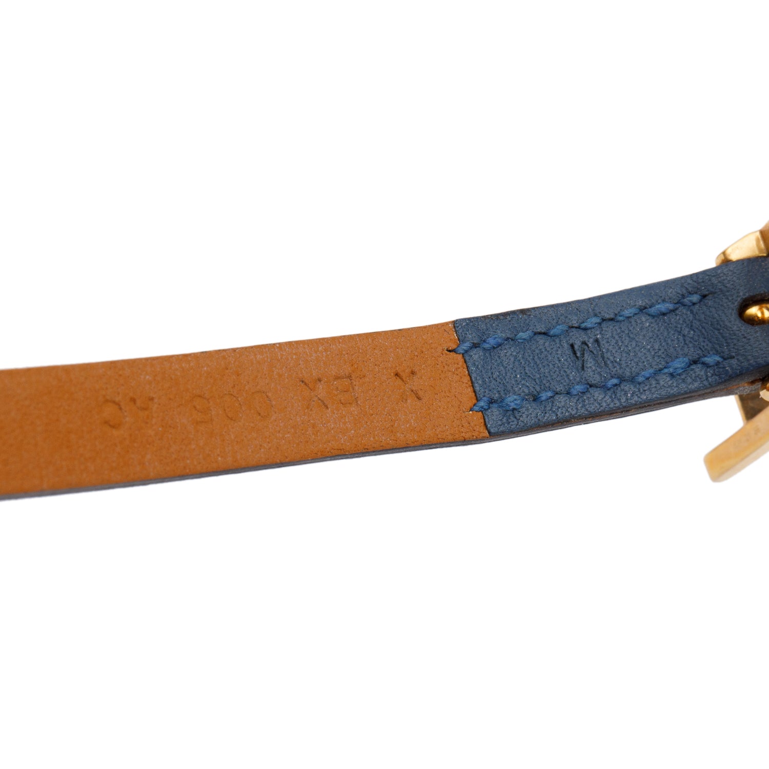 Hermes Gold Plated Blue Leather Behapi Triple Tour Wrap Bracelet