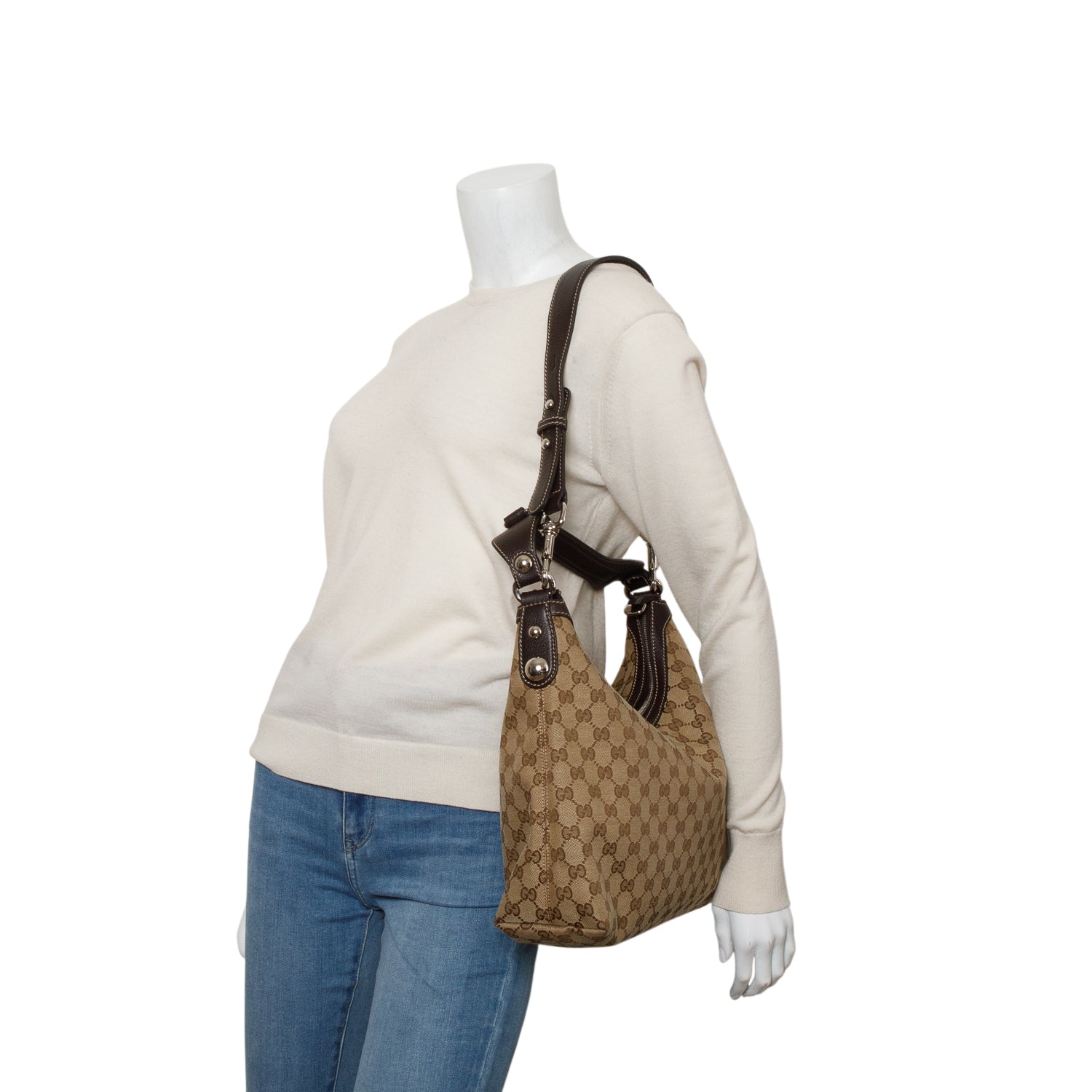 Gucci Monogram Medium Icon Bit Hobo w/ Strap