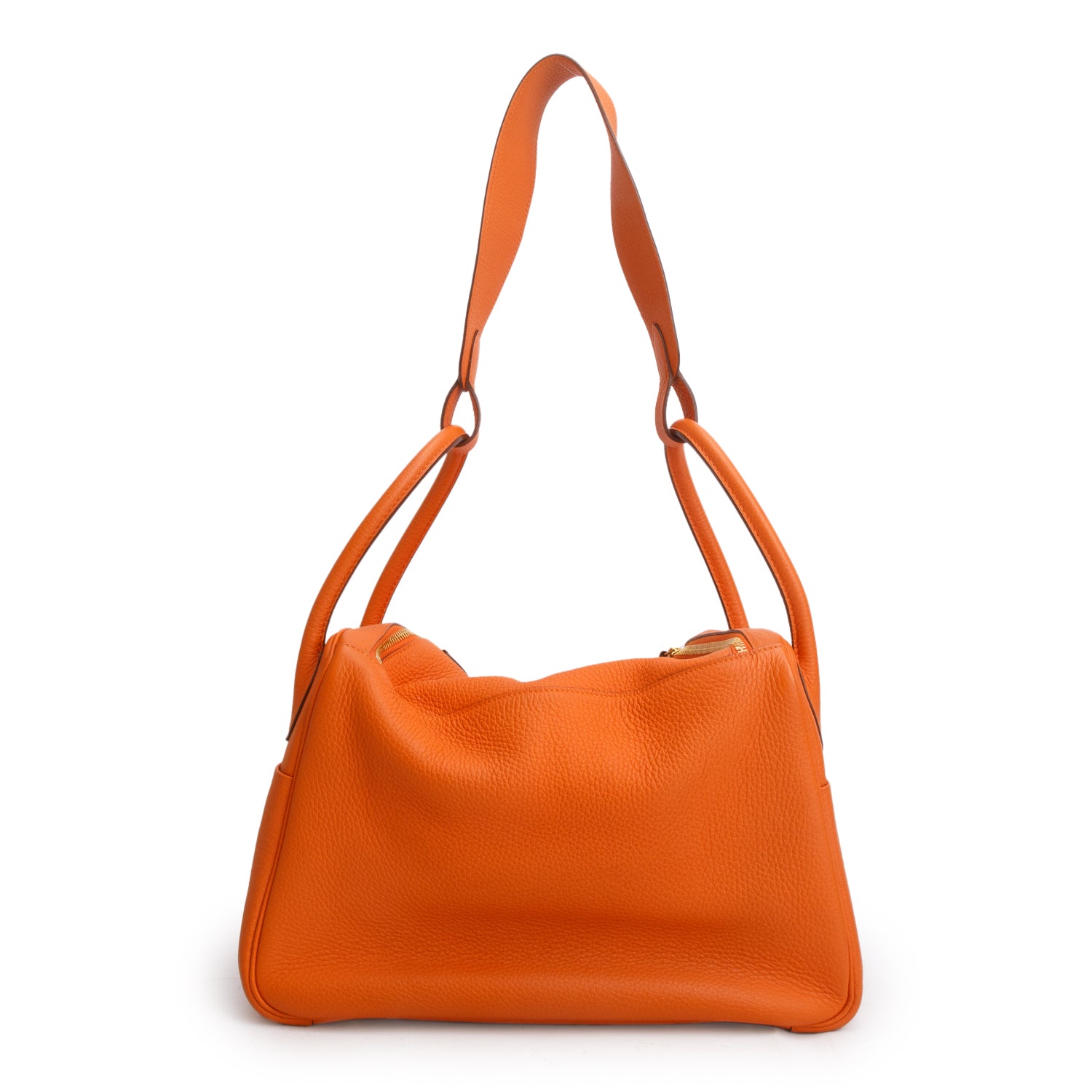 Hermes Orange Taurillon Clemence Leather Lindy 34 w/ Box