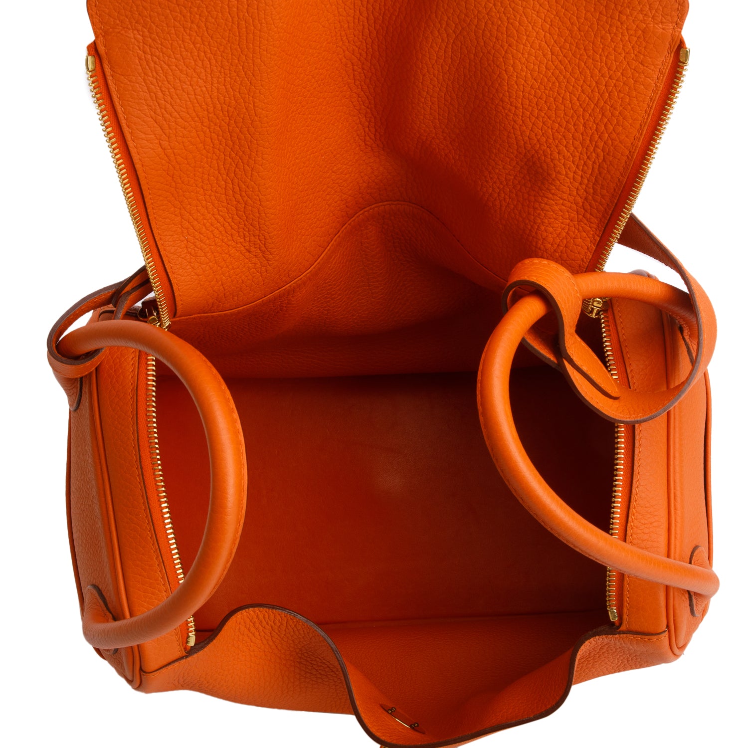 Hermes Orange Taurillon Clemence Leather Lindy 34 w/ Box