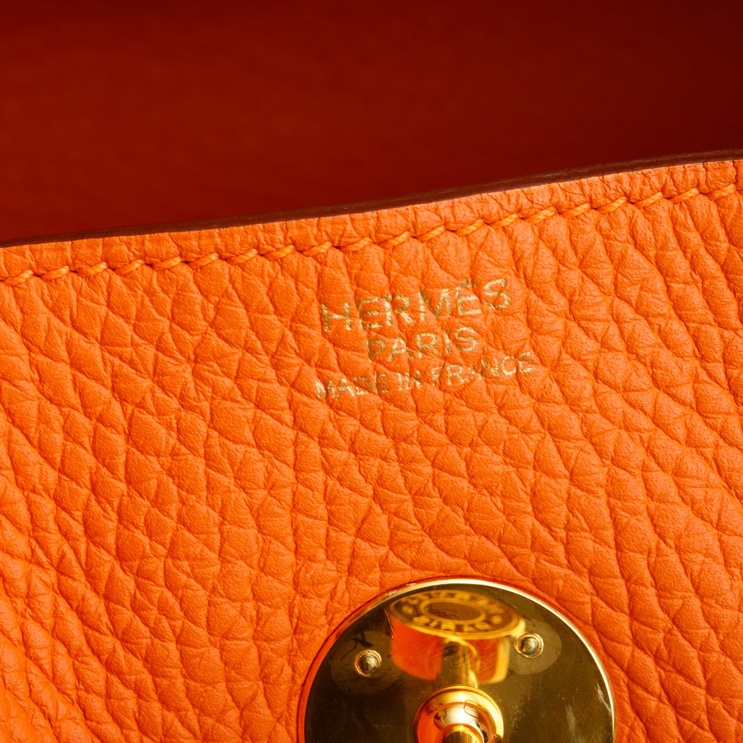 Hermes Orange Taurillon Clemence Leather Lindy 34 w/ Box