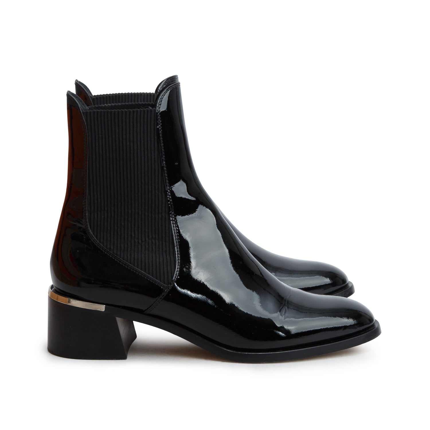 Jimmy Choo 2021 Black Patent Leather Rourke 45 Chelsea Boot, Women's Size 40 w/ Box & Receipt