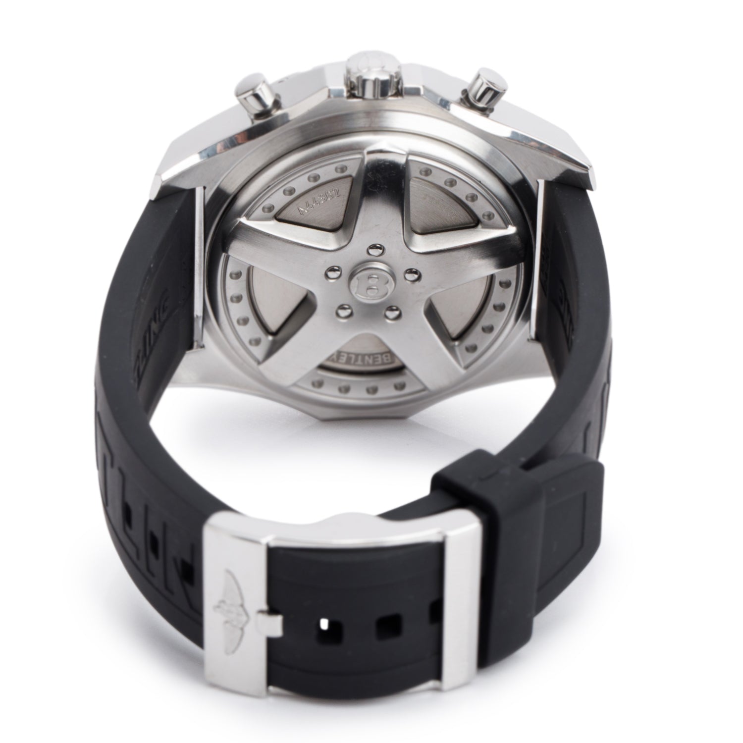 Breitling Stainless Steel Bentley 6.75 49 MM Automatic Chronograph Watch Black Dial A44362