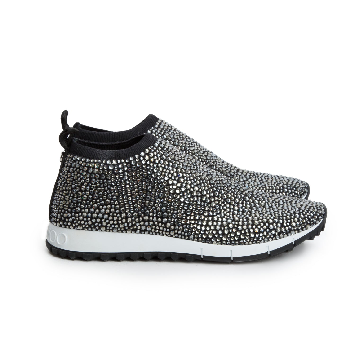 Jimmy Choo Black Knit Norway Crystal Sock Sneakers, Women's Size 39 w/ Box