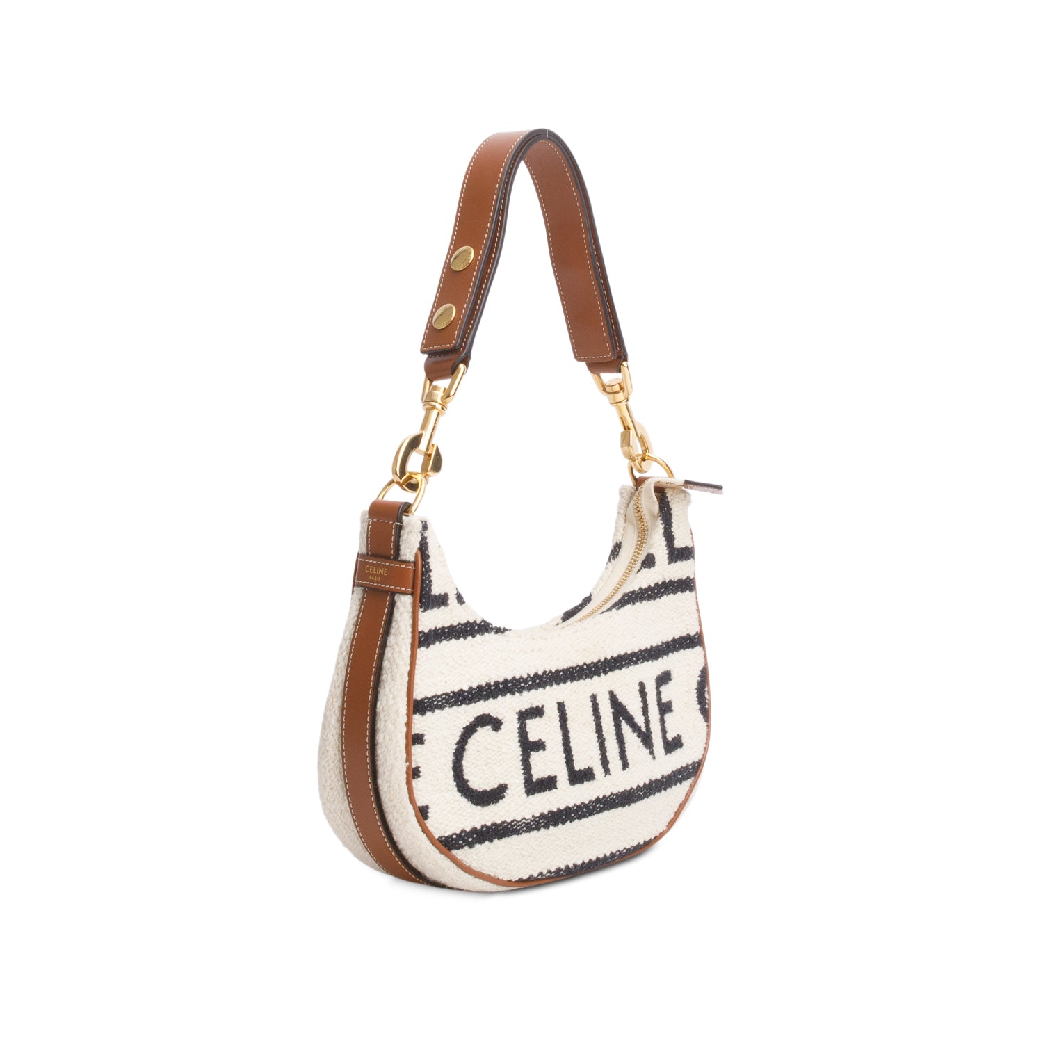 Celine 2022 Cream Boucle Tweed Medium Ava Shoulder Bag