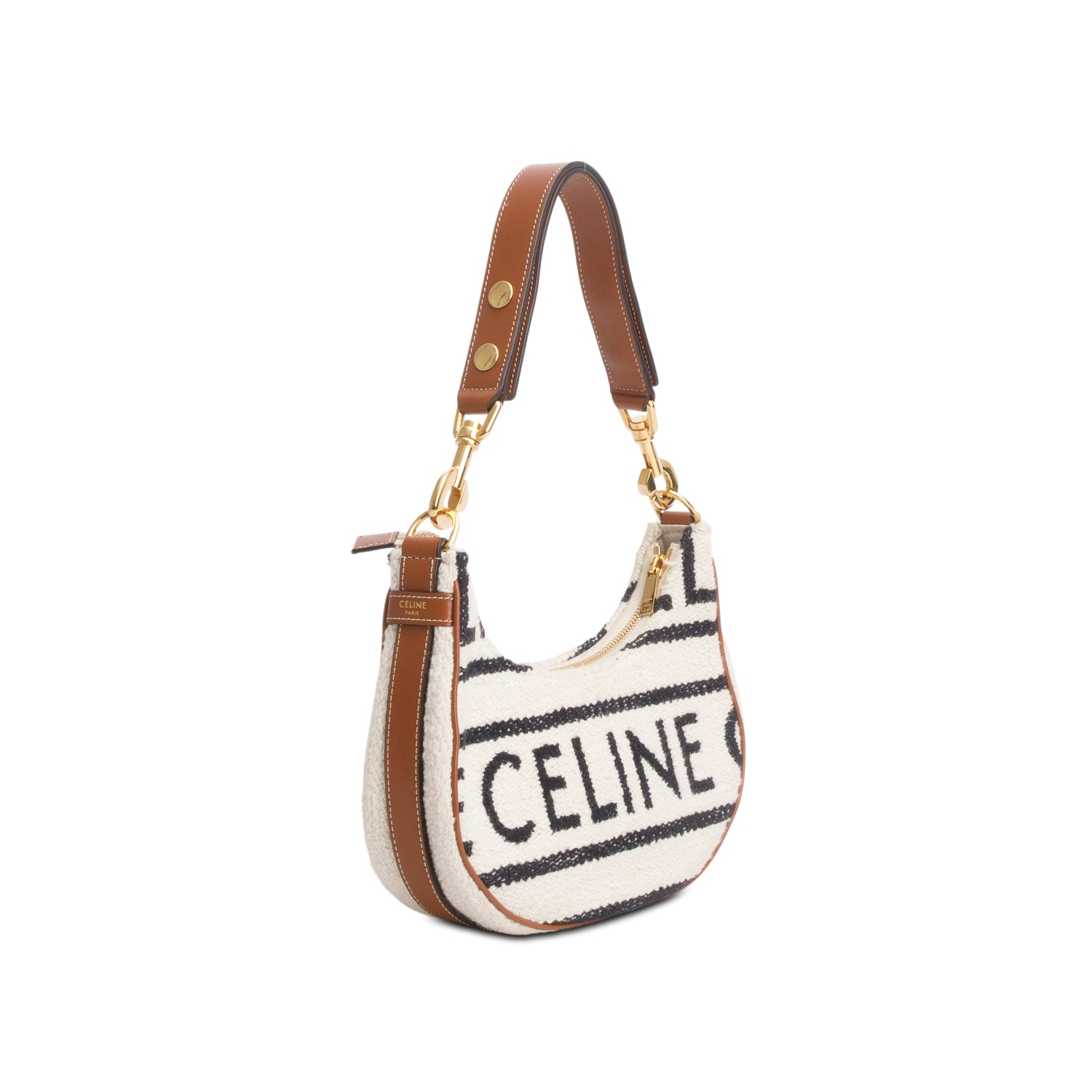 Celine 2022 Cream Boucle Tweed Medium Ava Shoulder Bag