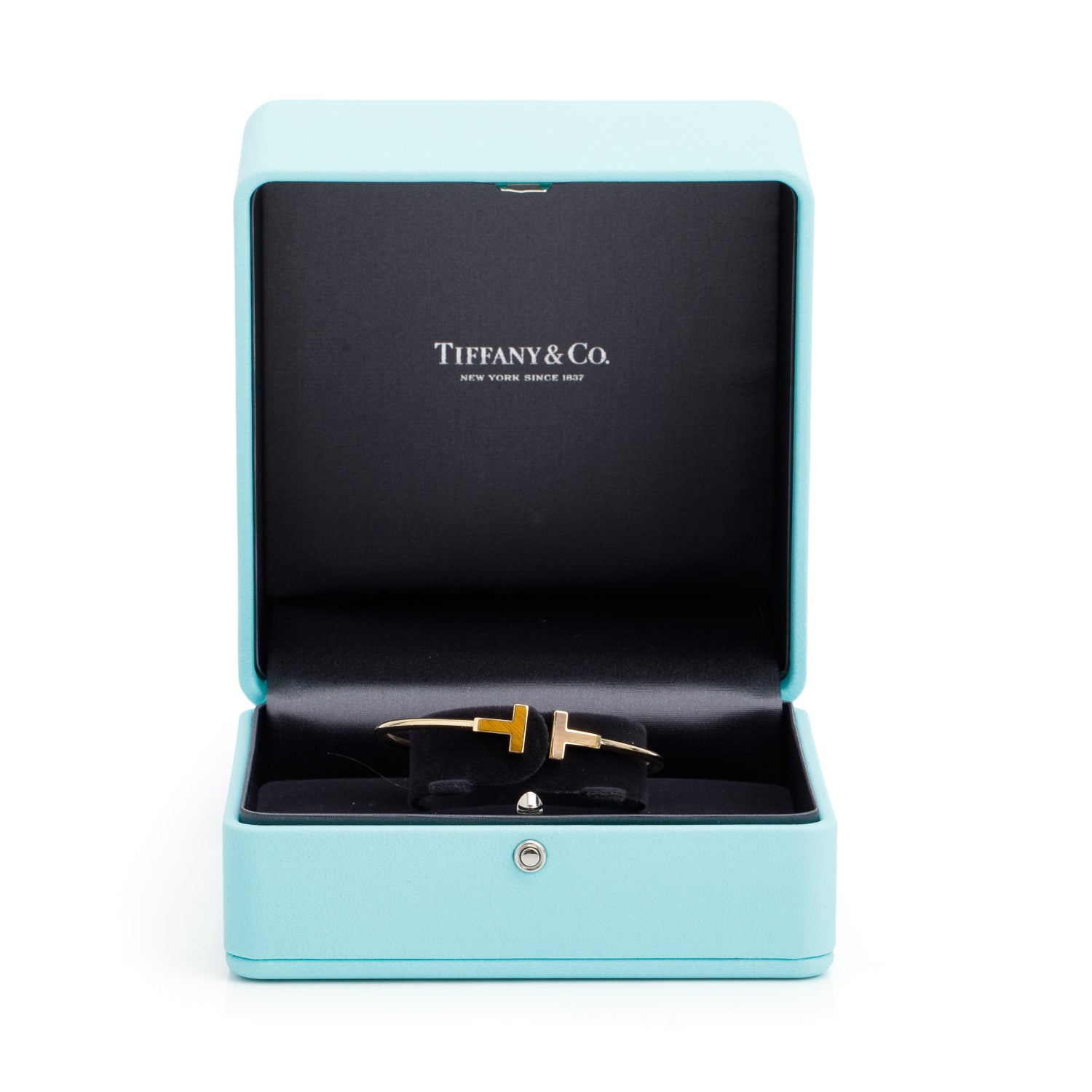 Tiffany & Co. 18k Yellow Gold Tiger Eye T Wire Bracelet w/ Box