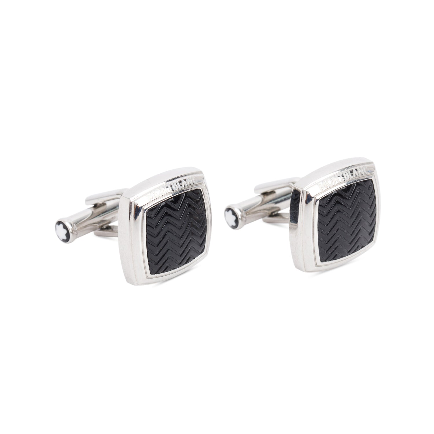 Montblanc Stainless Steel Contemporary Star Logo Cufflinks w/ Box