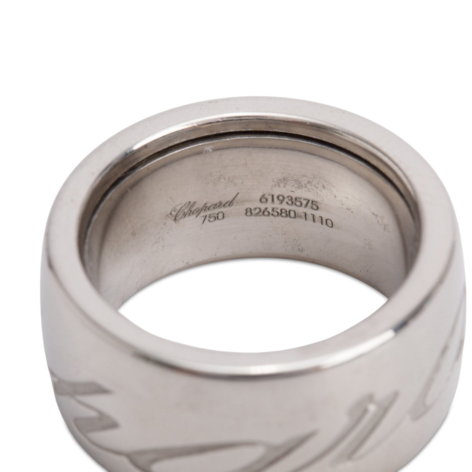 Chopard 18k White Gold Chopardissimo 11 mm Wide Band Ring, Size 6.5
