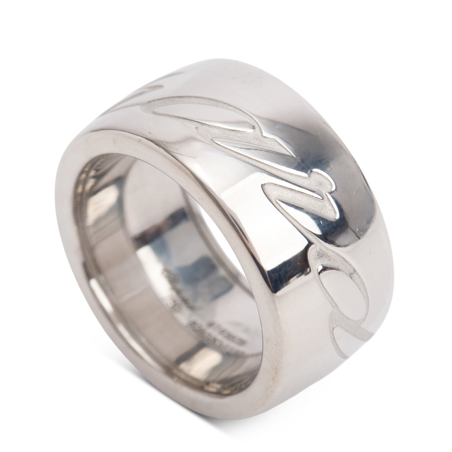 Chopard 18k White Gold Chopardissimo 11 mm Wide Band Ring, Size 6.5