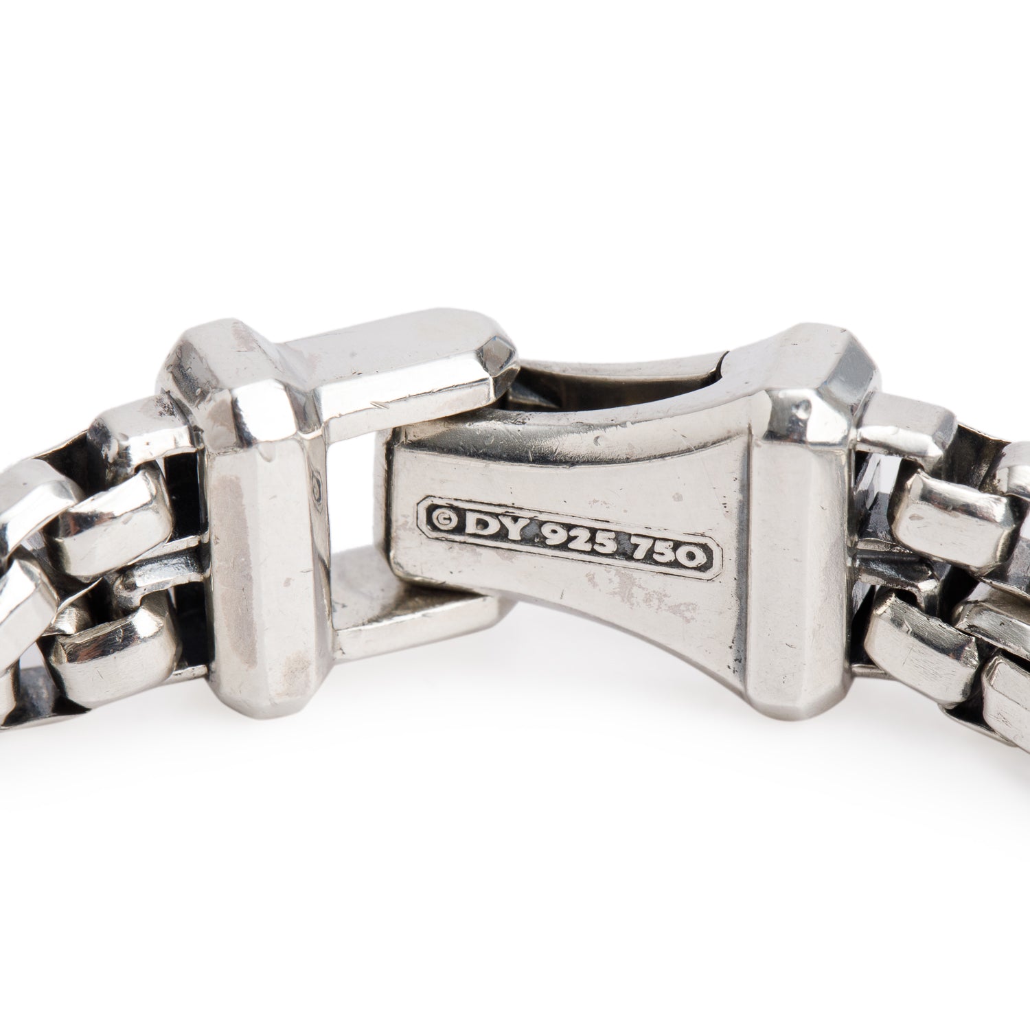 David Yurman Sterling Silver & 18k Yellow Double Box Chain Bracelet, 10.5 MM w/ Box