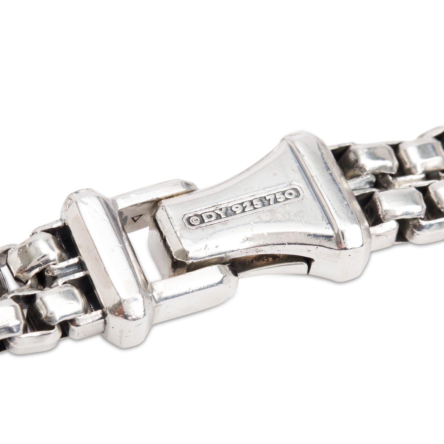 David Yurman Sterling Silver & 18k Yellow Double Box Chain Bracelet, 10.5 MM w/ Box