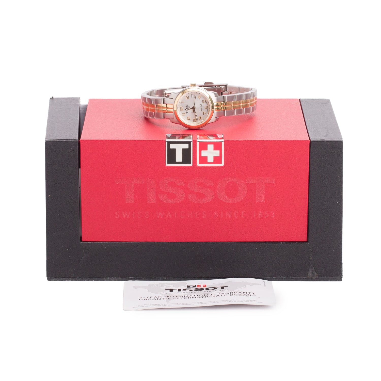 Tissot Stainless Steel & Gold Plated PR 100 Lady Small 25 MM Quartz Watch w/ Box & Papers