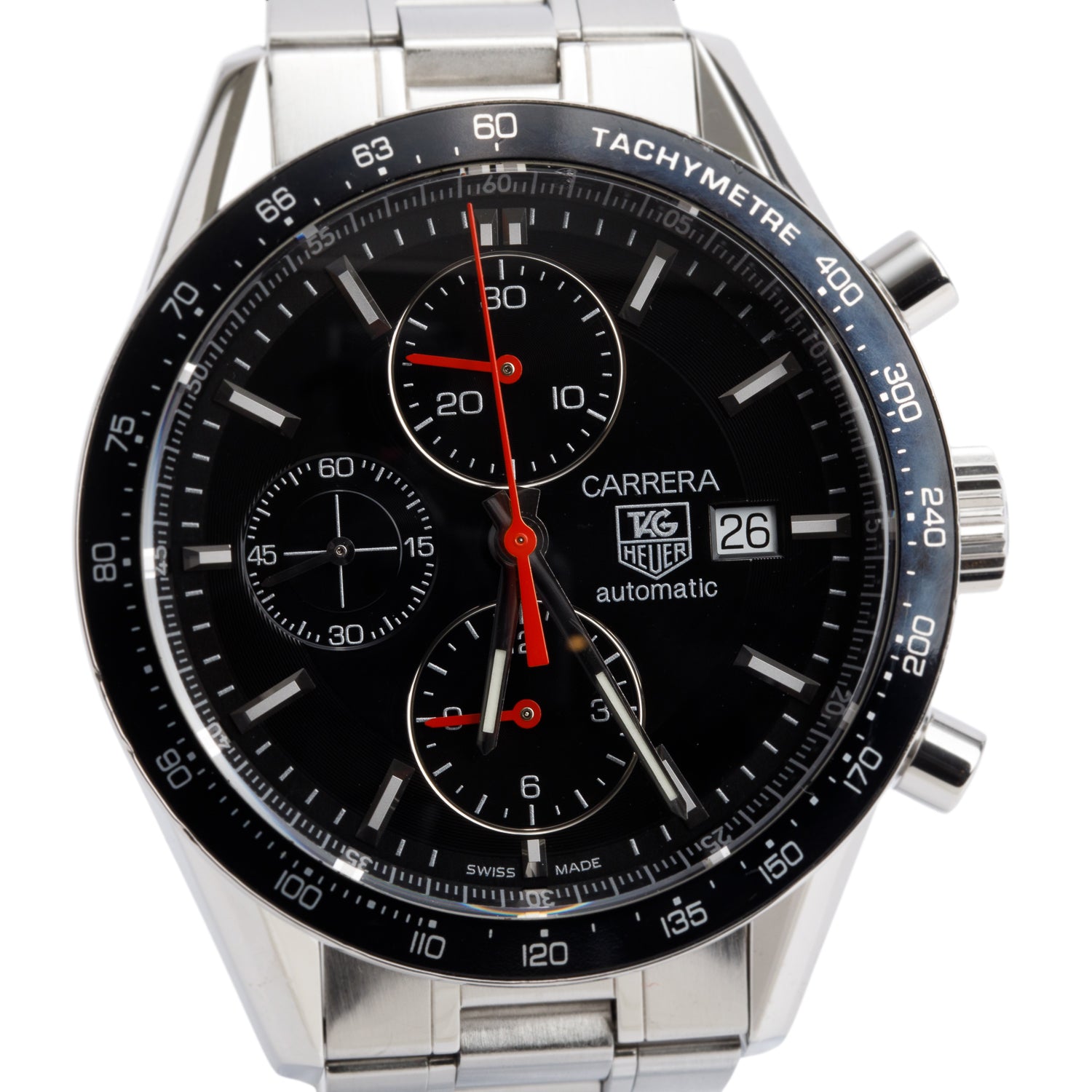 Tag Heuer Stainless Steel Carrera Calibre 16 41 MM Automatic Chronograph Watch CV2014-3 w/ Box & Papers
