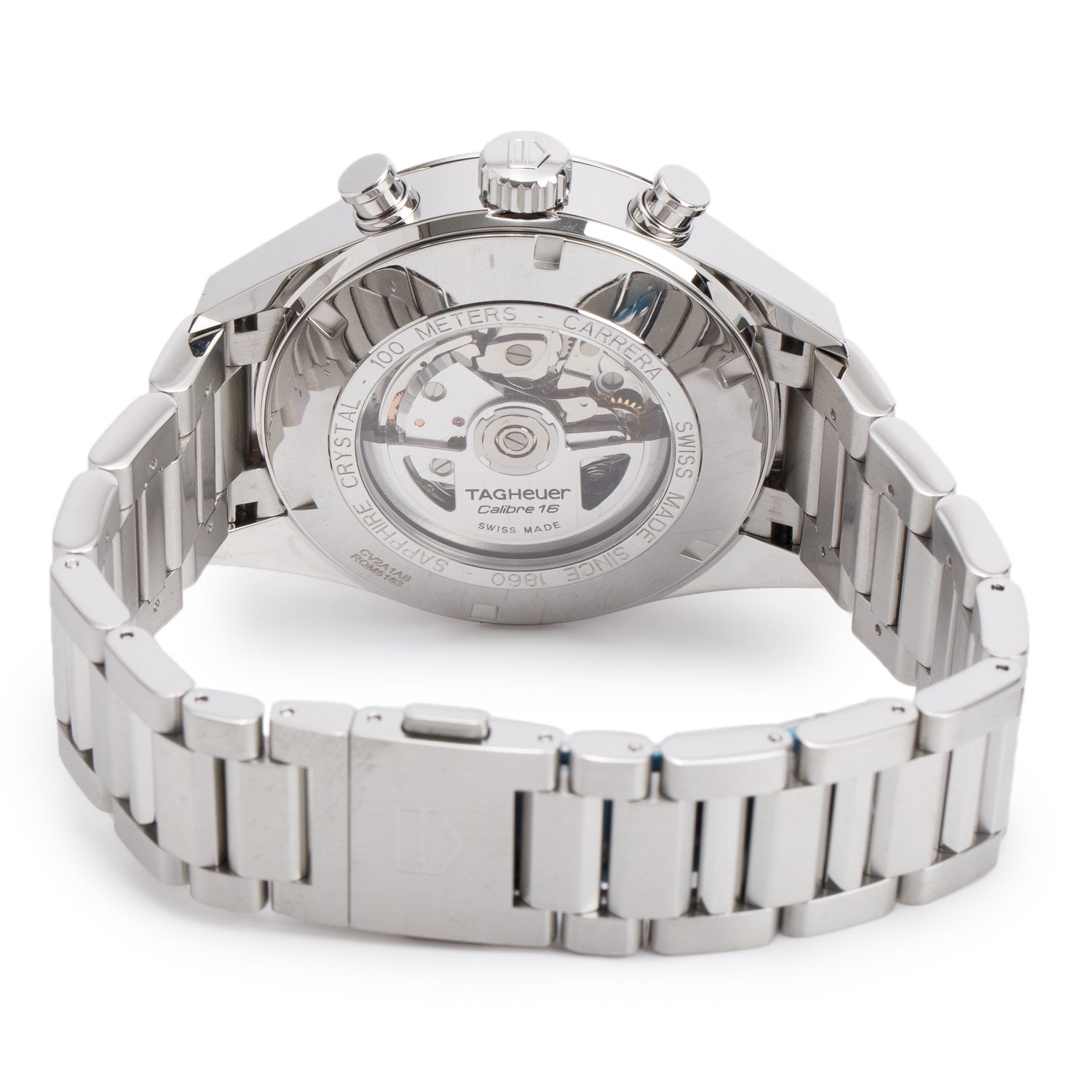 Tag Heuer Stainless Steel Carrera 43 MM Automatic Chronograph Watch Black Dial CV2A1AB w/ Box & Papers