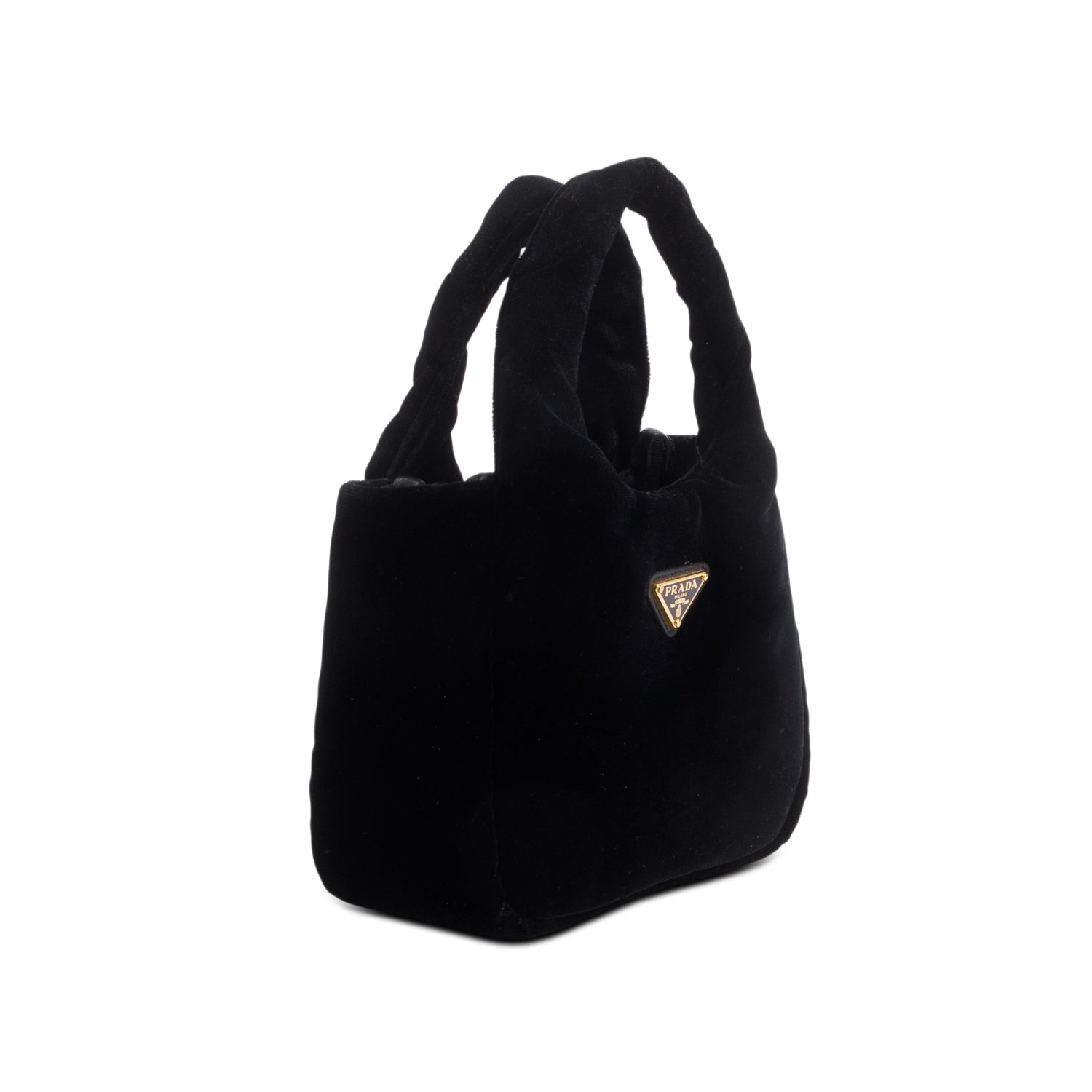 Prada Black Velvet Mini Padded Handbag w/ Chain