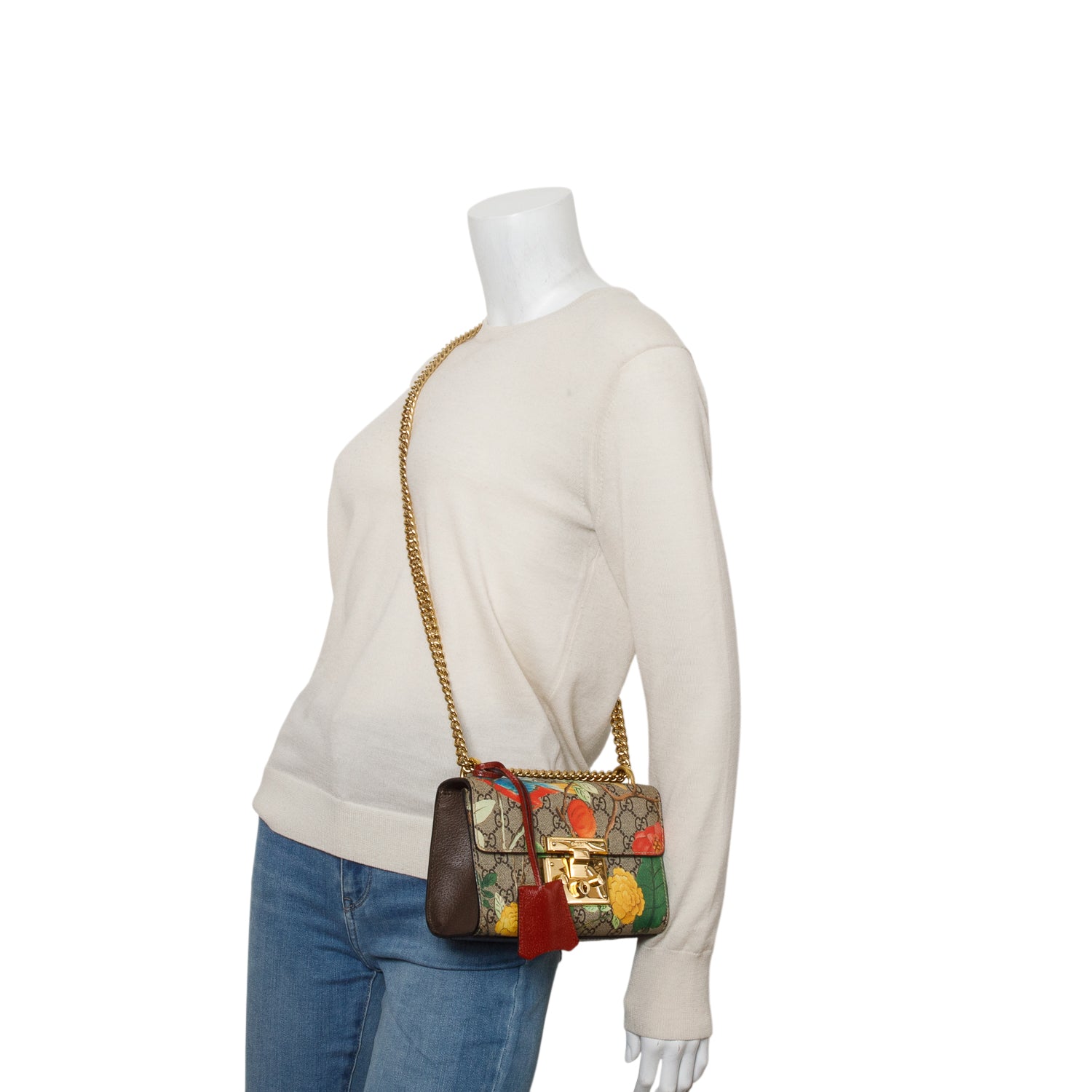 Gucci GG Supreme Tian Small Padlock Chain Shoulder Bag