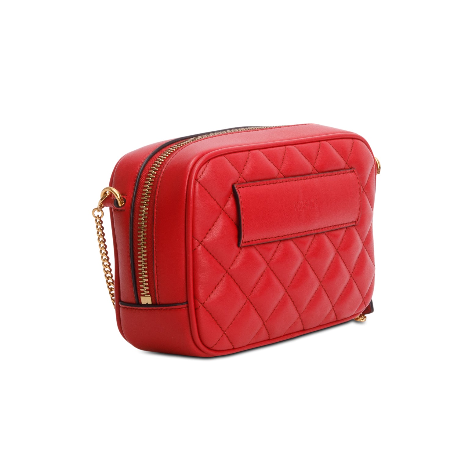 Versace Red Lambskin Quilted Convertible Belt Bag w/ Straps & Box