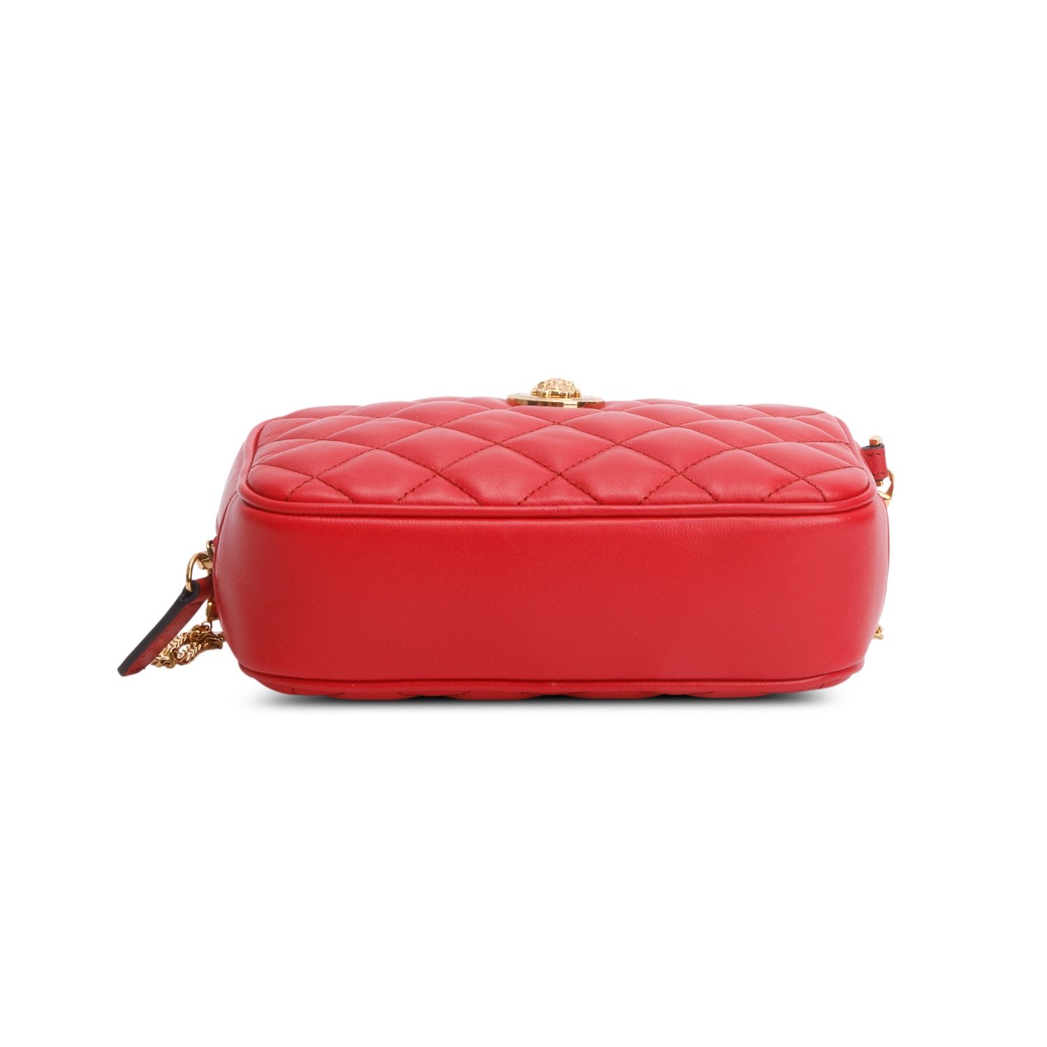 Versace Red Lambskin Quilted Convertible Belt Bag w/ Straps & Box