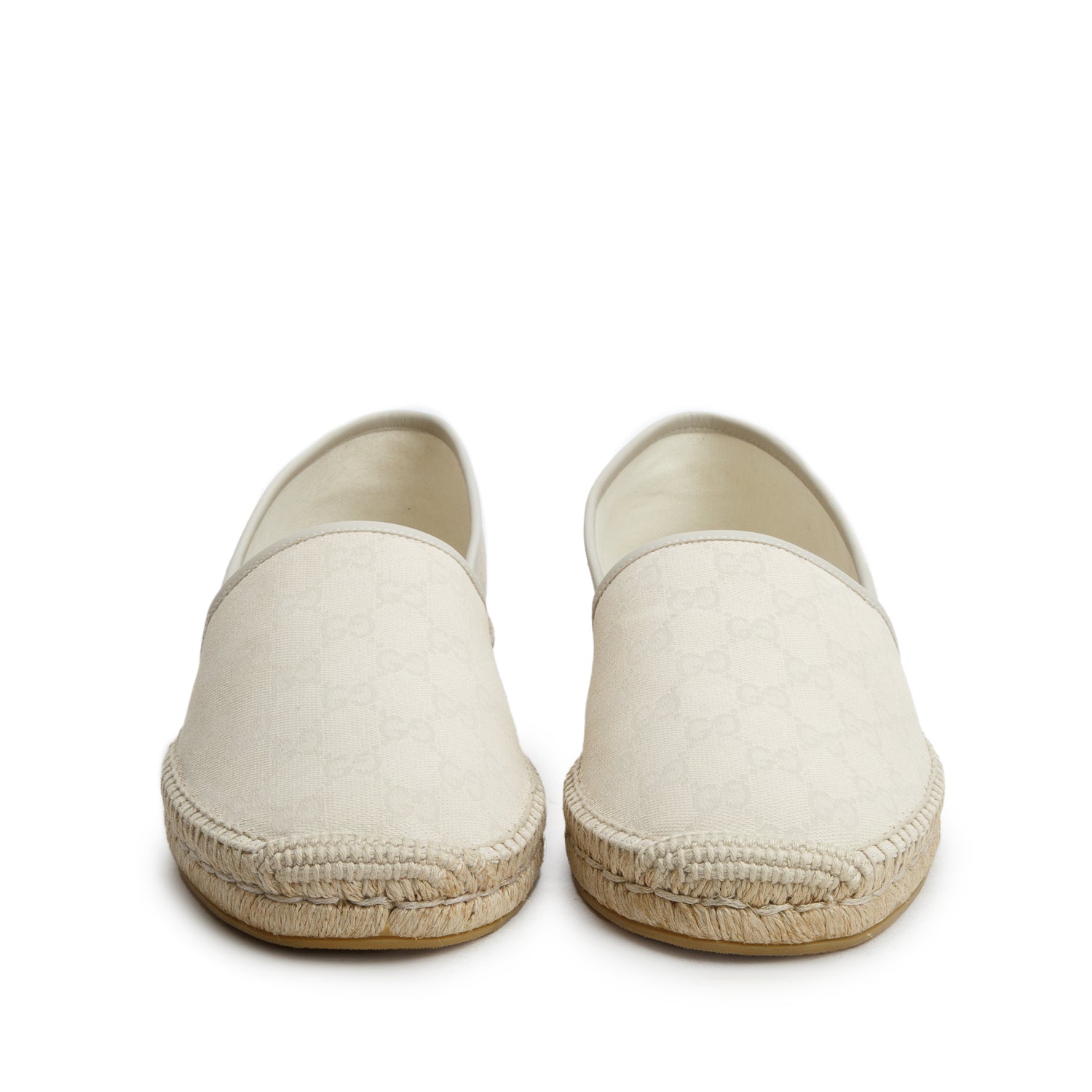 Gucci Cream Monogram Espadrilles, Men's Size 46 w/ Box