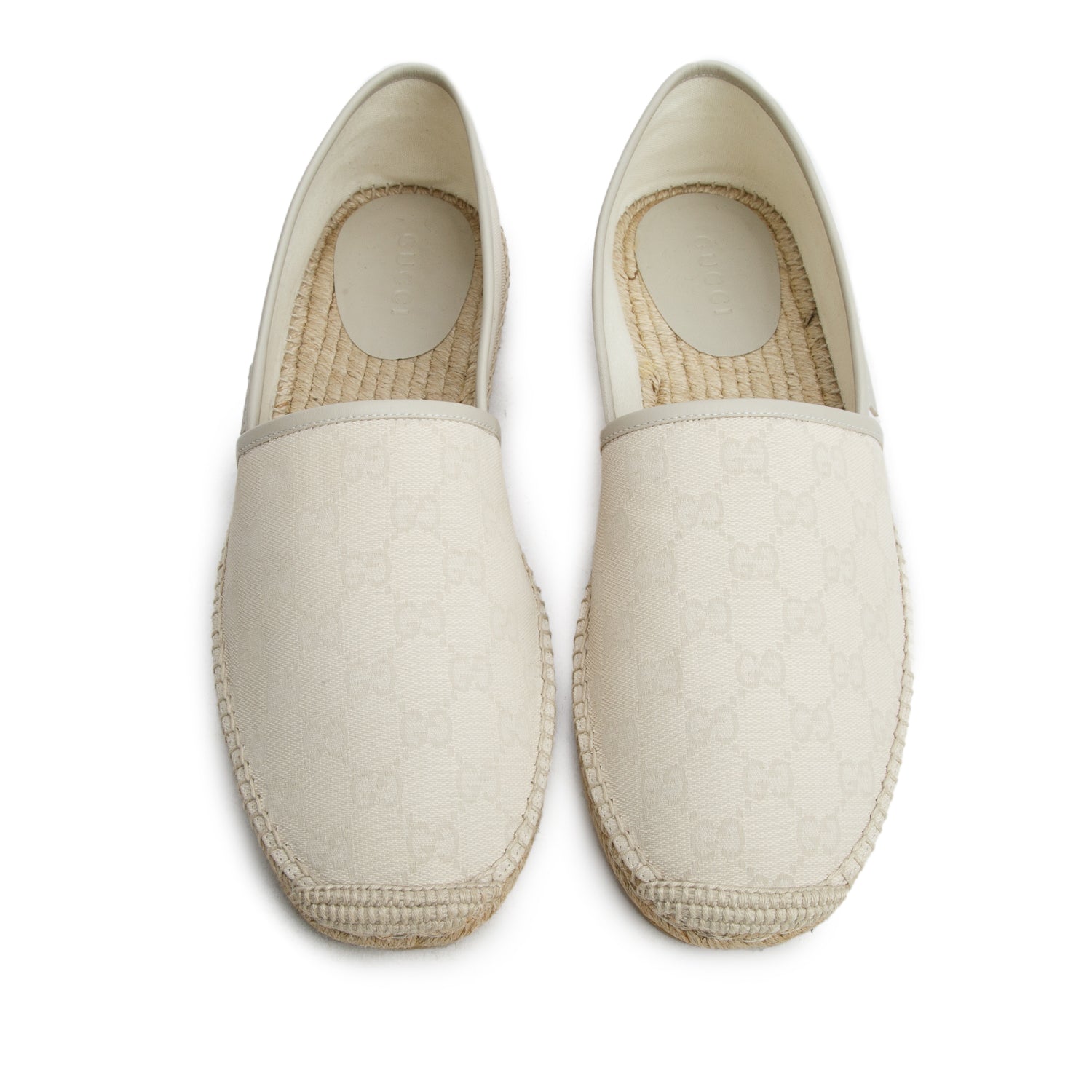 Gucci Cream Monogram Espadrilles, Men's Size 46 w/ Box