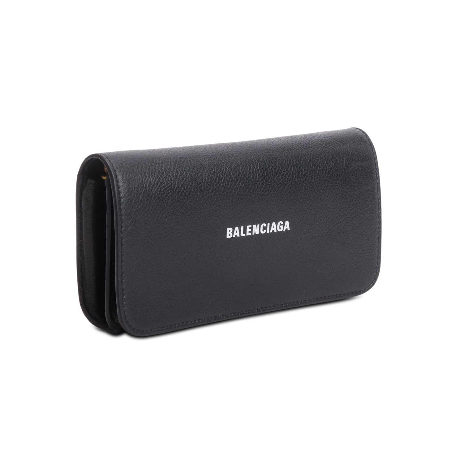 Balenciaga Black Leather Phone Holder Wallet on Chain