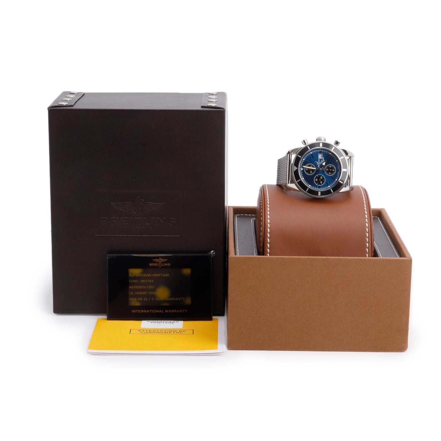 Breitling Stainless Steel Superocean Heritage 46 MM Automatic Chronograph Watch Blue Dial A13320 w/ Box & Papers